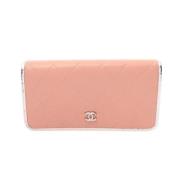 Pre-owned Leather wallets Chanel Vintage , Pink , Dames