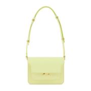 Saffiano Leren Trunk Tas met Kliksluiting Marni , Yellow , Dames