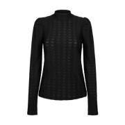 Zig-Zag Lange Mouw Top Aaiko , Black , Dames