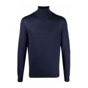 Navy Blue Rolkraag Trui Drumohr , Blue , Heren