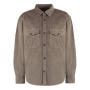 Corduroy Shirt met Voorflapzakken Gant , Brown , Heren