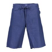 Blauwe Linnen Bermuda Jeans met 5 Zakken Gant , Blue , Heren