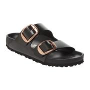 Zwarte Leren Sandalen voor Vrouwen Birkenstock , Black , Dames