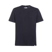 Katoenen Ribgebreide Crew T-shirt Les Deux , Blue , Heren