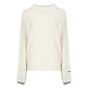 Ivoor Wol Kasjmier Ronde Hals Sweater Pinko , Beige , Dames