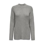 Hoognek losse trui breiwerk Only , Gray , Dames