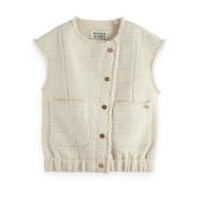 Boucle Tweed Kraagloos Gilet Scotch & Soda , Brown , Dames