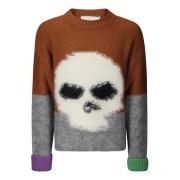 Skull Intarsia Mohair Sweater Gebreid ERL , Multicolor , Heren