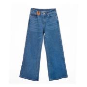 Wijde Pijp Denim Jeans met Unieke Stijl Hést , Blue , Dames