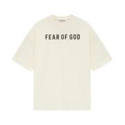 Logo Print Crème T-shirt Jersey Textuur Fear Of God , Beige , Heren