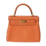 Pre-owned Leather handbags Hermès Vintage , Orange , Dames