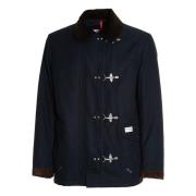 Blauwe Canvas Hook Jas Aw24 Fay , Blue , Heren