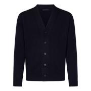 Navy Blue Wool Cashmere Cardigan Low Brand , Blue , Heren