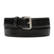 Zwarte leren riem met geborstelde gesp Kazar , Black , Dames