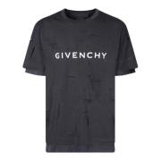 Zwarte Vernietigd Logo Tee Givenchy , Black , Heren