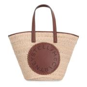 Geweven Raffia Tote Tas met Kunstleren Details Stella McCartney , Beig...