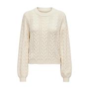 Kabeltrui Pullover Only , Beige , Dames