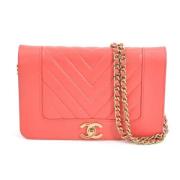 Pre-owned Leather wallets Chanel Vintage , Pink , Dames