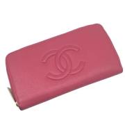 Pre-owned Leather wallets Chanel Vintage , Pink , Dames