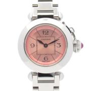 Pre-owned Stainless Steel watches Cartier Vintage , Pink , Dames