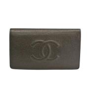 Pre-owned Leather wallets Chanel Vintage , Gray , Dames