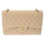 Pre-owned Leather chanel-bags Chanel Vintage , Beige , Dames