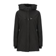 Zwarte parka met ritssluiting Fay , Black , Dames