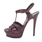 Pre-owned Leather sandals Yves Saint Laurent Vintage , Purple , Dames