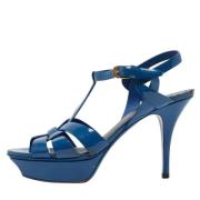 Pre-owned Leather sandals Yves Saint Laurent Vintage , Blue , Dames