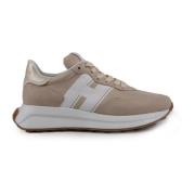 Beige Leren Sneakers met Technische Stof Inzetstukken Hogan , Beige , ...