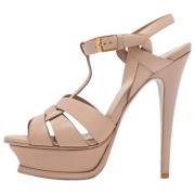 Pre-owned Leather sandals Yves Saint Laurent Vintage , Beige , Dames