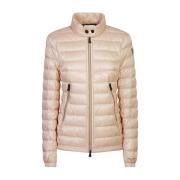 Gevoerde Beige Jas met Logoprint Moncler , Pink , Dames