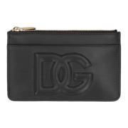 Leren kaarthouder met DG-logo Dolce & Gabbana , Black , Dames