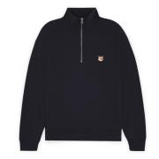 Fox Head Patch Zip Sweatshirt Maison Kitsuné , Black , Heren