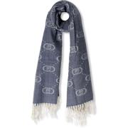 Blauwe Logo Jacquard Sjaal Liu Jo , Blue , Unisex