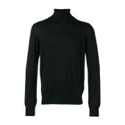 Wollen Rollneck Sweater Barba , Black , Heren