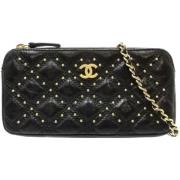 Pre-owned Leather wallets Chanel Vintage , Black , Dames