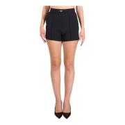 Stretch Crepe Shorts met Metalen Logo Elisabetta Franchi , Black , Dam...