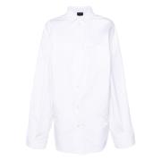 Witte Katoenen Asymmetrisch Shirt met Logo Balenciaga , White , Dames