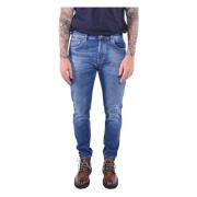 Blauwe Slim Fit Wortel Jeans Dondup , Blue , Heren