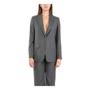 Wollen Flanellen Blazer Rechte Snit Max Mara Studio , Gray , Dames