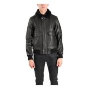 Leren jas met ritssluiting Schott NYC , Black , Heren