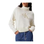 Chenille Monologo Sweater in Wit Calvin Klein , White , Dames