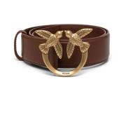 Bruin Leren Love Birds Riem Pinko , Brown , Dames