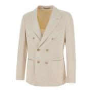 Beige Linen Blend Blazer Eleventy , Beige , Heren