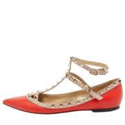 Pre-owned Leather flats Valentino Vintage , Orange , Dames