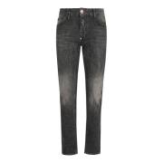 Grijze Splash Straight Cut Denim Broek Philipp Plein , Gray , Heren