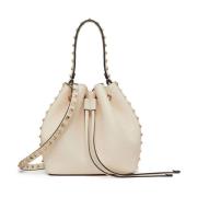 Rockstud Bucket Tas met Trekkoordsluiting Valentino Garavani , Beige ,...