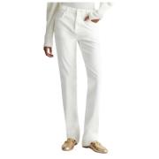 Ribfluwelen broek met hoge taille en strass Liu Jo , White , Dames