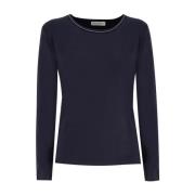 Lurex Crew Neck Gebreid Shirt Le Tricot Perugia , Blue , Dames